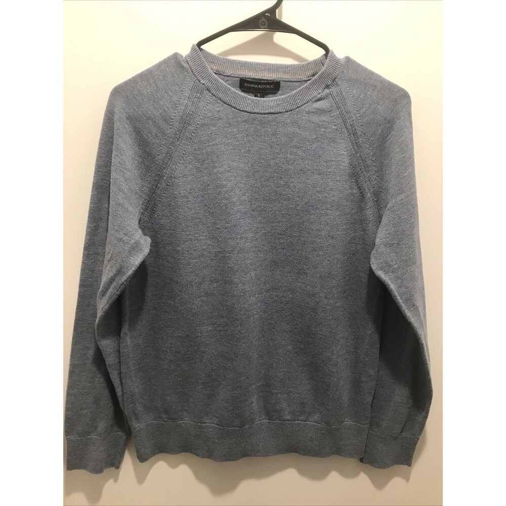 Banana Republic Mens Size Small Blue Crew Pullover Sweater Long Sleeve